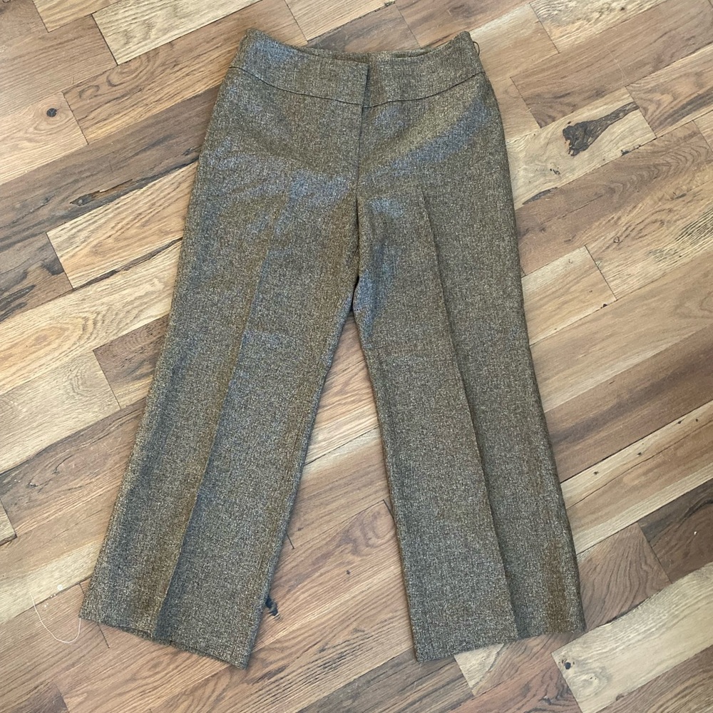 LOFT Ann Taylor Gold Black Metallic Shimmer Wide Leg Trouser Pants Size …